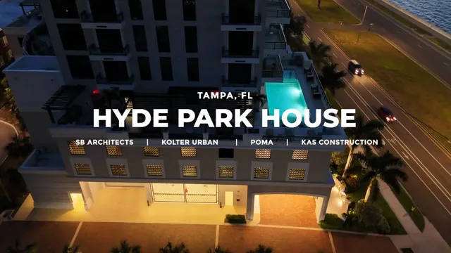 Hyde Park House on Bayshore Boulevard in Tampa, from dusk to midday: balcony railings, rooftop pergolas and pool rail by Poma.